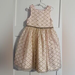 Girls' Pink and Gold Embellished Party Dress